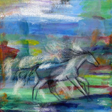 Moonlight Run - Abstract Horse Giclee Reproduction 