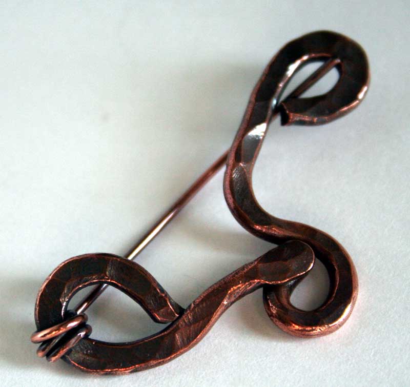 Doodle Pin - hand forged from copper wire by Julie A. Brown
