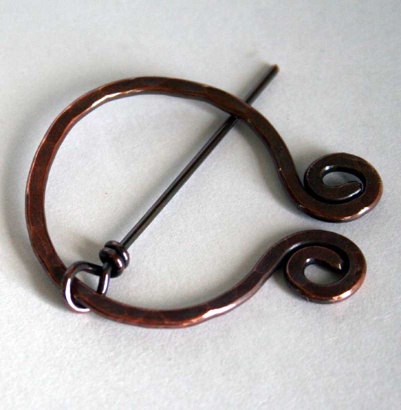 back view of eco-friendly copper pin - Ancient - handforged by Julie A. Brown