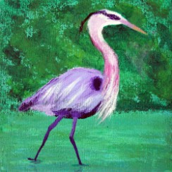 Heron 2, acrylic painting on gallery wrapped canvas by Julie A. Brown