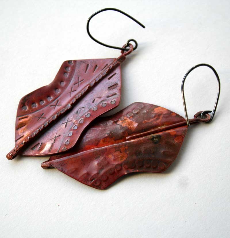 Shields - Primitive style hand made Copper Earrings