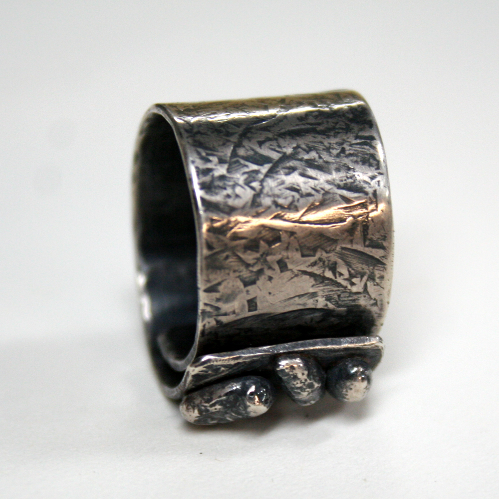 Pebbles - side view of Sterling silver ring handcrafted by Julie A. Brown