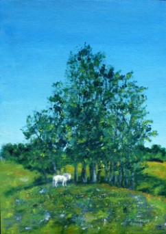 Soaking Up the Sun, acrylic painting on canvas board by Julie A. Brown