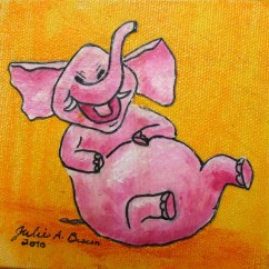 Tickled Pink, acrylic collage painting by Julie A. Brown