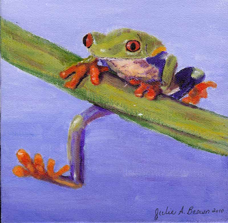 Tree Frog 3 - acrylic painting on gallery wrapped canvas by Julie A. Brown