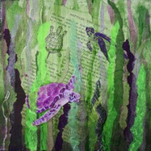Zoology Lesson:  The Turtles, mixed media collage by Julie A. Brown